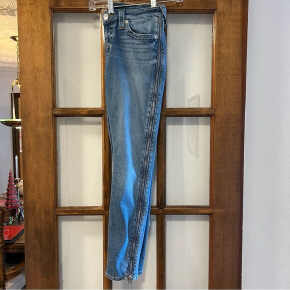True Religion Super Skinny Medium Wash Jeans with Side Zippers Size 27 - Picture 3 of 8